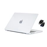 Codegen Apple 14" Macbook Pro M1 A2442 Beyaz Carbon Fiber Dizayn Kılıf Koruyucu Kapak+Çevirici
