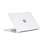 Codegen Apple 14" Macbook Pro M1 A2442 Beyaz Carbon Fiber Dizayn Kılıf Koruyucu Kapak+Çevirici