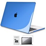 Apple 13" Macbook Pro M2 A2686 Kristal Lacivert Kılıf Koruyucu + Ekran Filmi