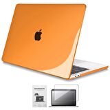 Apple 13" Macbook Pro M2 A2686 Kristal Turuncu Kılıf Koruyucu + Ekran Filmi