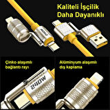 Codegen 240W 4 in 1 USB C - Lightning PD Quickcharge 1,5 mt Telefon Tablet Notebook Silikon Metal Hızlı Şarj Kablosu CDG-CNV88