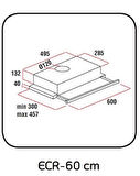 EXEP F6 ECR ÇİFT FİLTRE INOX PANEL SÜRGÜLÜ ASPİRATÖR
