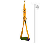 Rebuwo 3 Kademeli Ayarlanabilir Cable Cross Elciği (1 Çift) - Yeşil-Mor Tutacaklı Sarı Fitness Ağırlık Çekiş / Reformer Egzersiz Aparatı 44cm