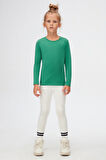 Deniz Yeşili Basic Mevsimlik Likralı Uzun Kollu Kız Çocuk Tişört
