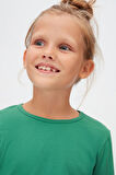 Deniz Yeşili Basic Mevsimlik Likralı Uzun Kollu Kız Çocuk Tişört