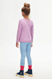 Lila Basic Mevsimlik Likralı Uzun Kollu Kız Çocuk Tişört