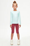 Mint Basic Mevsimlik Likralı Uzun Kollu Kız Çocuk Tişört