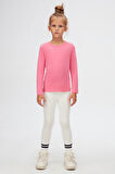 Şeker pembe Basic Mevsimlik Likralı Uzun Kollu Kız Çocuk Tişört