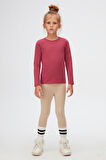 Açık Mürdüm Basic Mevsimlik Likralı Uzun Kollu Kız Çocuk Tişört