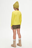 Sarı Basic Mevsimlik Likralı Uzun Kollu Kız Çocuk Tişört
