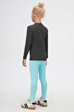Antrasit Basic Kışlık Sıfır Yaka Uzun Kollu Kız Çocuk Tişört