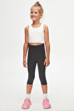 Antrasit Basic Kız Çocuk Diz Altı Tayt Kapri