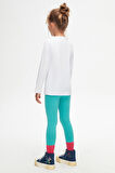 Beyaz Basic Unisex Çocuk Mevsimlik Sıfır Yaka Uzun Kollu Tişört