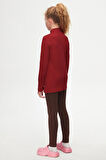 Bordo Basic Kışlık Yarım Balıkçı Yaka Uzun Kollu Kız Çocuk Tişört