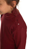 Bordo Basic Kız Çocuk Çıtçıtlı Tam Balıkçı Yaka Şardonlu Kışlık Uzun Kollu Tişört