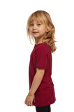 Bordo Basic Unisex Çocuk Sıfır Yaka Kısa Kollu Tişört