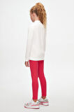 Ekru Basic Kışlık Yarım Balıkçı Yaka Uzun Kollu Kız Çocuk Tişört