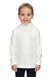 Ekru Basic Kız Çocuk Çıtçıtlı Tam Balıkçı Yaka Şardonlu Kışlık Uzun Kollu Tişört