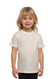 Ekru Basic Unisex Çocuk Sıfır Yaka Kısa Kollu Tişört