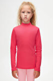 Fuşya Basic Kışlık Yarım Balıkçı Yaka Uzun Kollu Kız Çocuk Tişört