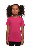 Fuşya Basic Unisex Çocuk Sıfır Yaka Kısa Kollu Tişört