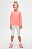 Fosfor Fuşya Basic Unisex Çocuk Mevsimlik Sıfır Yaka Uzun Kollu Tişört