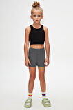 Koyu Gri Basic Kız Çocuk Dans Şort