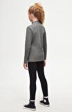 Buz Gri Basic Kışlık Yarım Balıkçı Yaka Uzun Kollu Kız Çocuk Tişört