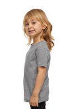 Gri Basic Unisex Çocuk Sıfır Yaka Kısa Kollu Tişört