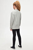 Açık Gri Basic Kışlık Yarım Balıkçı Yaka Uzun Kollu Kız Çocuk Tişört