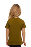 Zeytin Yeşili Basic Unisex Çocuk Sıfır Yaka Kısa Kollu Tişört