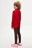 Kırmızı Basic Kışlık Yarım Balıkçı Yaka Uzun Kollu Kız Çocuk Tişört
