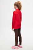 Açık Kırmızı Basic Kışlık Yarım Balıkçı Yaka Uzun Kollu Kız Çocuk Tişört