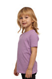 Lila Basic Unisex Çocuk Sıfır Yaka Kısa Kollu Tişört