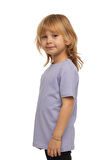 Açık Lila Basic Unisex Çocuk Sıfır Yaka Kısa Kollu Tişört