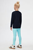 Koyu Lacivert Basic Unisex Çocuk Kışlık Sıfır Yaka Uzun Kollu Tişört
