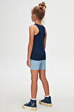 Açık Lacivert Basic Kız Çocuk Yüzücü Atlet