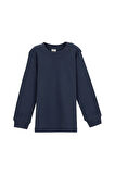 Açık Lacivert Basic Kız Çocuk Çıtçıtlı Sıfır Yaka Kışlık Uzun Kol Tişört