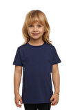 Açık Lacivert Basic Unisex Çocuk Sıfır Yaka Kısa Kollu Tişört