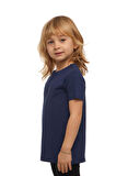 Açık Lacivert Basic Unisex Çocuk Sıfır Yaka Kısa Kollu Tişört