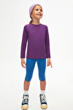 Mor Basic Unisex Çocuk Mevsimlik Sıfır Yaka Uzun Kollu Tişört
