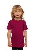 Mürdüm Basic Unisex Çocuk Sıfır Yaka Kısa Kollu Tişört