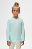 Mint Basic Unisex Çocuk Mevsimlik Sıfır Yaka Uzun Kollu Tişört
