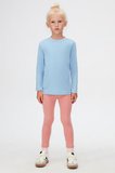 Koyu Mavi Basic Unisex Çocuk Kışlık Sıfır Yaka Uzun Kollu Tişört
