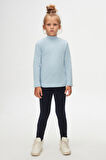 Mavi Melanj Basic Kışlık Yarım Balıkçı Yaka Uzun Kollu Kız Çocuk Tişört
