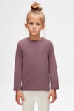 Soft Mor Unısex Sıfır Yaka Uzun Kollu Tişört