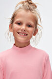 Pembe Basic Kışlık Yarım Balıkçı Yaka Uzun Kollu Kız Çocuk Tişört