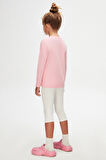 Pembe Basic Unisex Çocuk Mevsimlik Sıfır Yaka Uzun Kollu Tişört