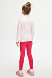 Uçuk pembe Basic Kışlık Yarım Balıkçı Yaka Uzun Kollu Kız Çocuk Tişört