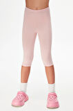 Pudra Pembe Basic Kız Çocuk Diz Altı Tayt Kapri